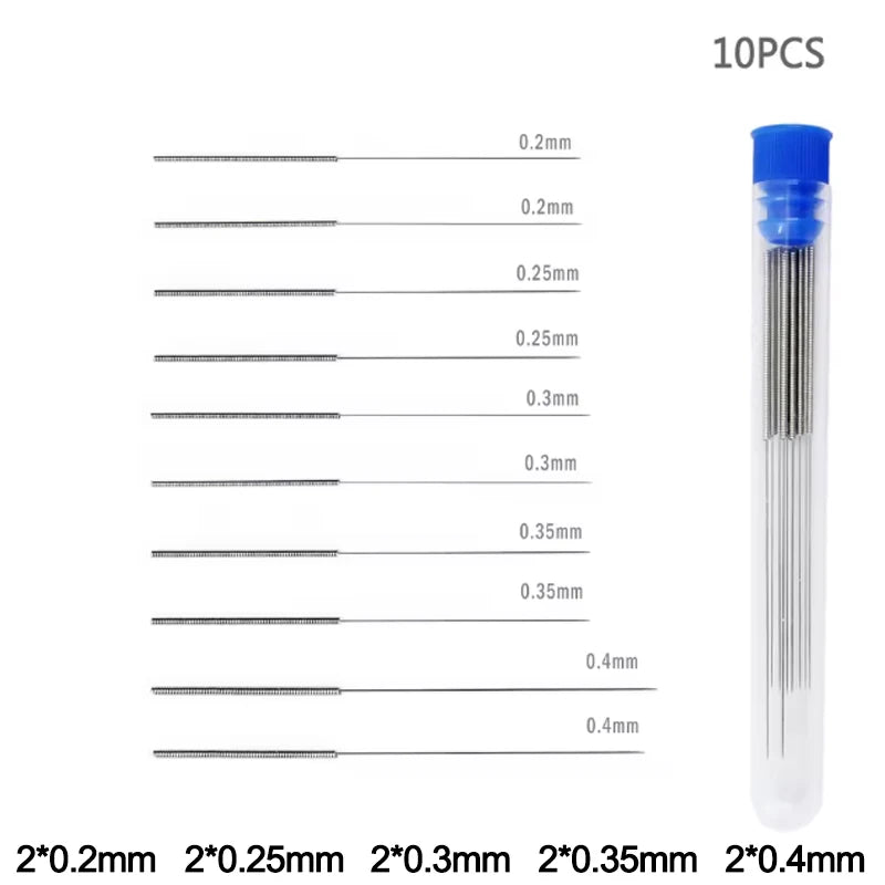 3D Printer Nozzle Cleaning Kit — 5 Sizes 0.2–0.4mm (0.008–0.016in) Stainless Steel Needles with Handle & Case, for 3D Printers, Gas Stoves, Car Wipers, Shower Heads