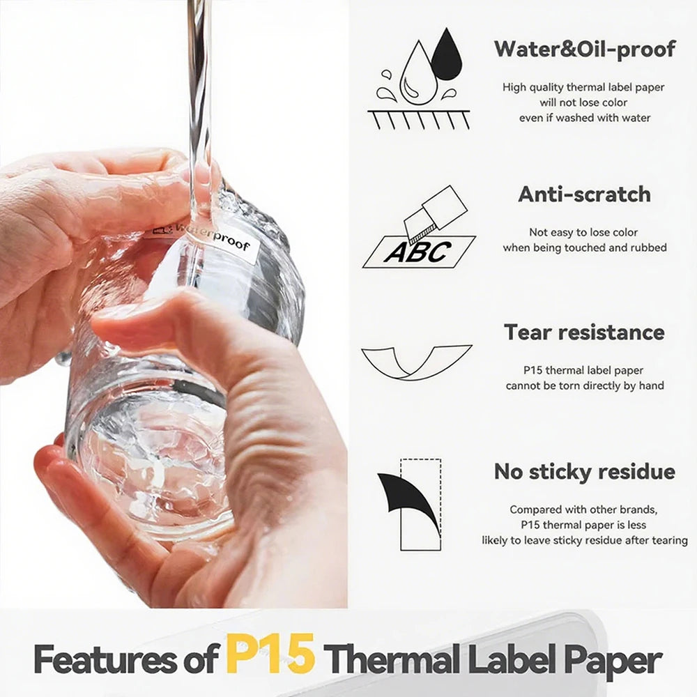 Mini Portable Thermal Label Printer – Inkless Bluetooth Sticker & Name-Tag Maker (15mm / 0.59in)