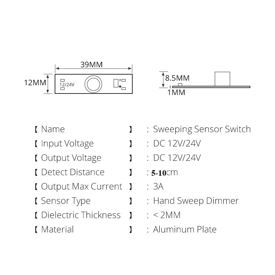 Touchless Hand-Sweep Motion Sensor Smart Switch Module DC 12V/24V 3A 36W Light Controller