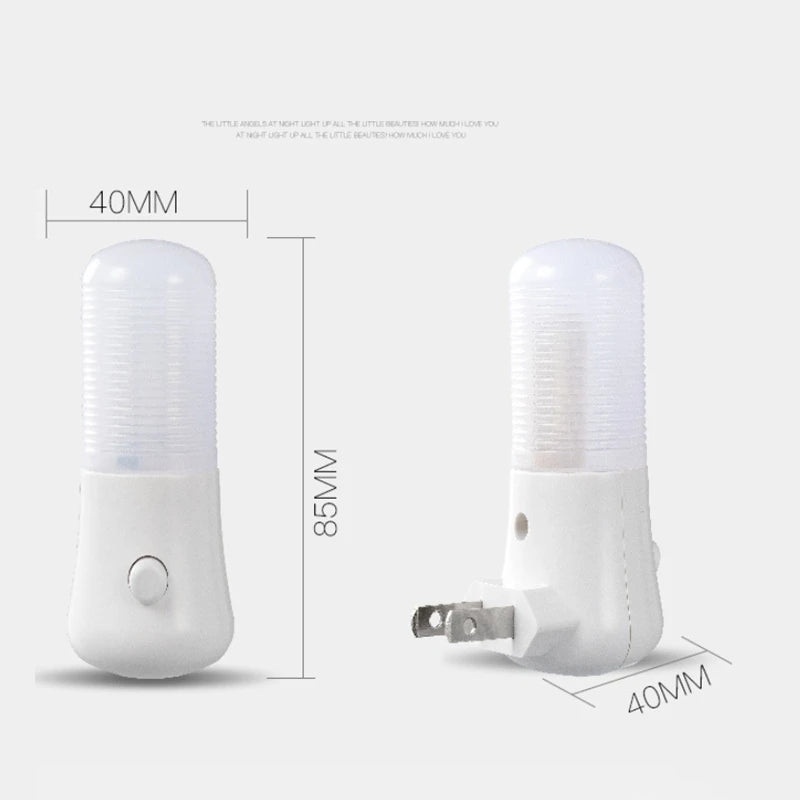 LED Plug-In Night Light with Push Button – EU/US Adapter, Bedside Lamp for Bedroom, Baby Room & Hallway