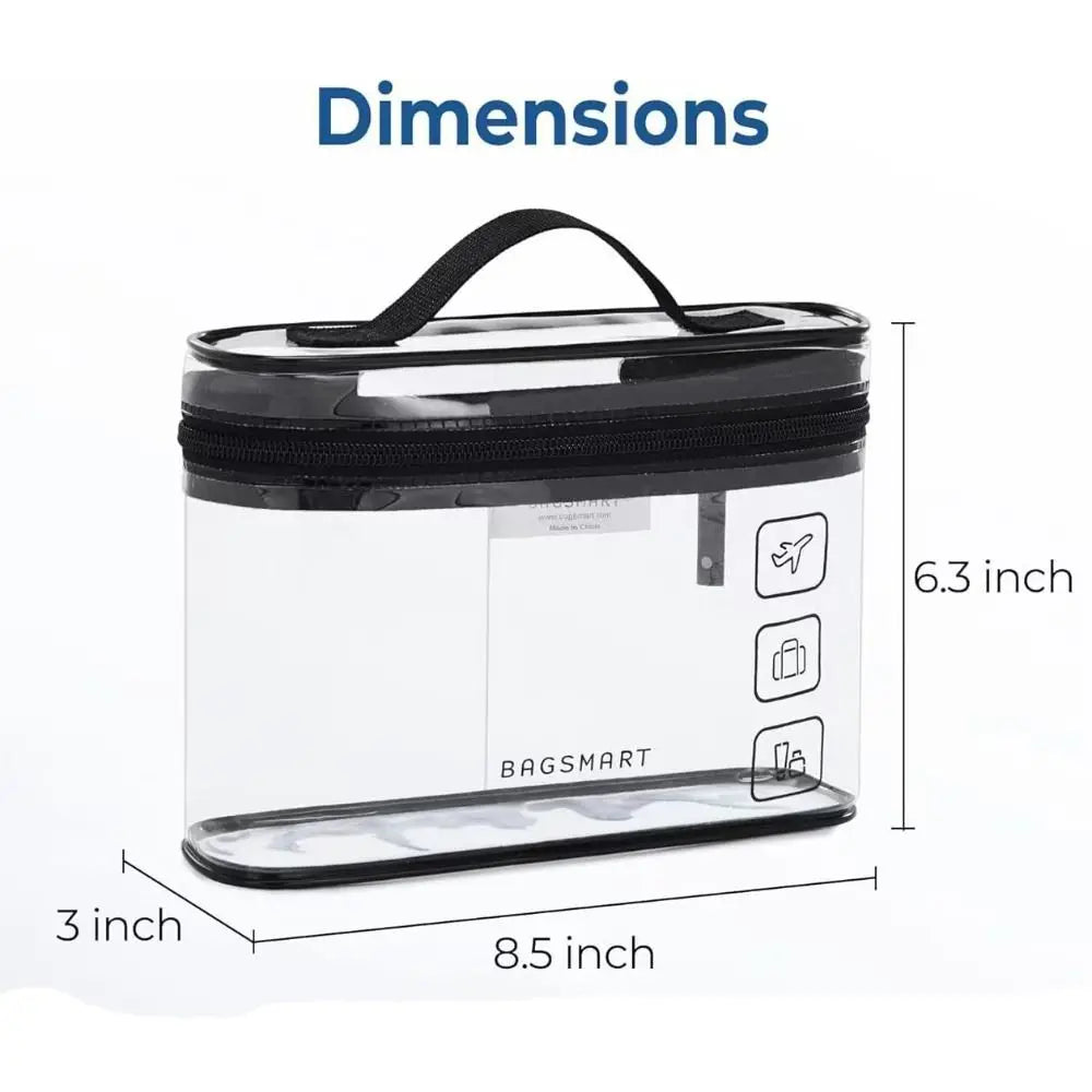 Clear Waterproof Travel Toiletry Bag - Large PVC Cosmetic Organizer 8.5 x 6.3 x 3.1 in (21.6 x 16 x 7.8 cm)
