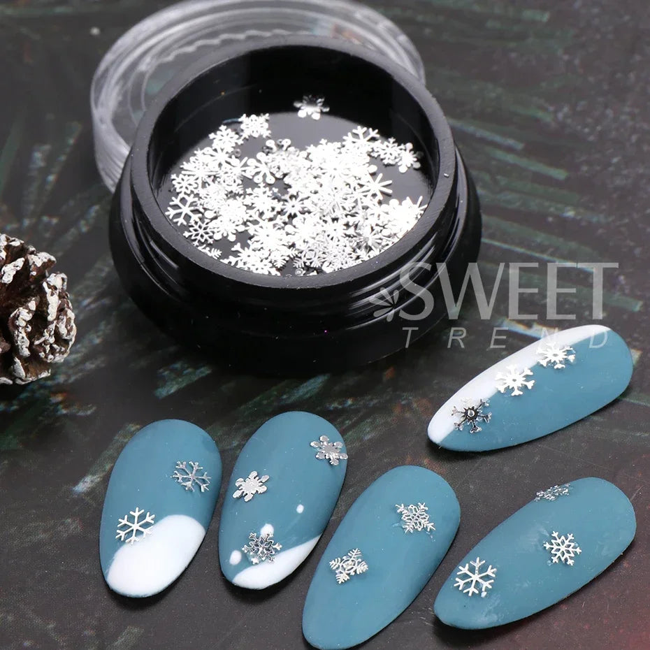 3D Christmas Snowflake Nail Charms for Festive Nail Art view 3