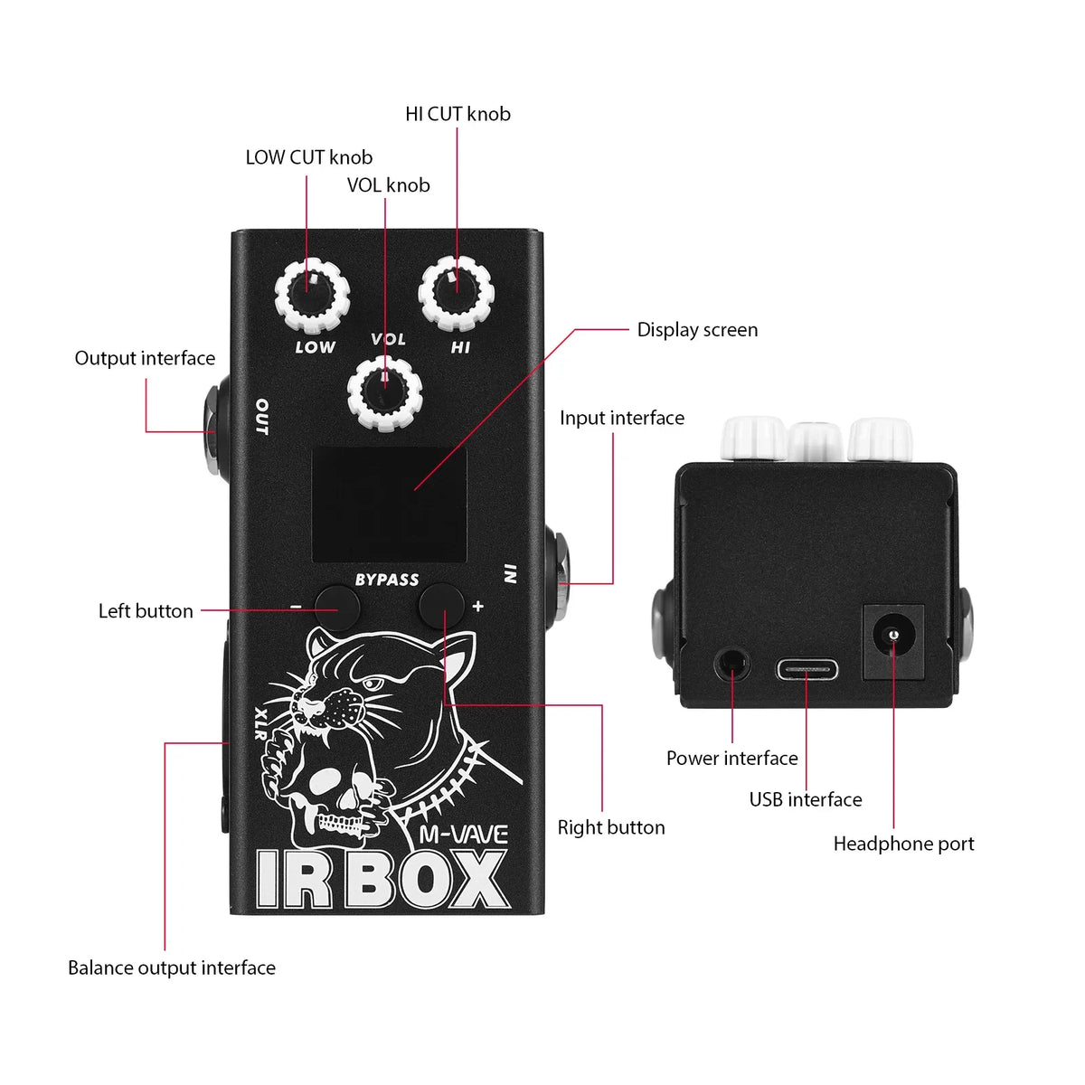 Guitar IR Box Effects Pedal - IR Cab Impulse Response Speaker Simulator with XLR & 6.35mm I/O, 32 Presets, True Bypass