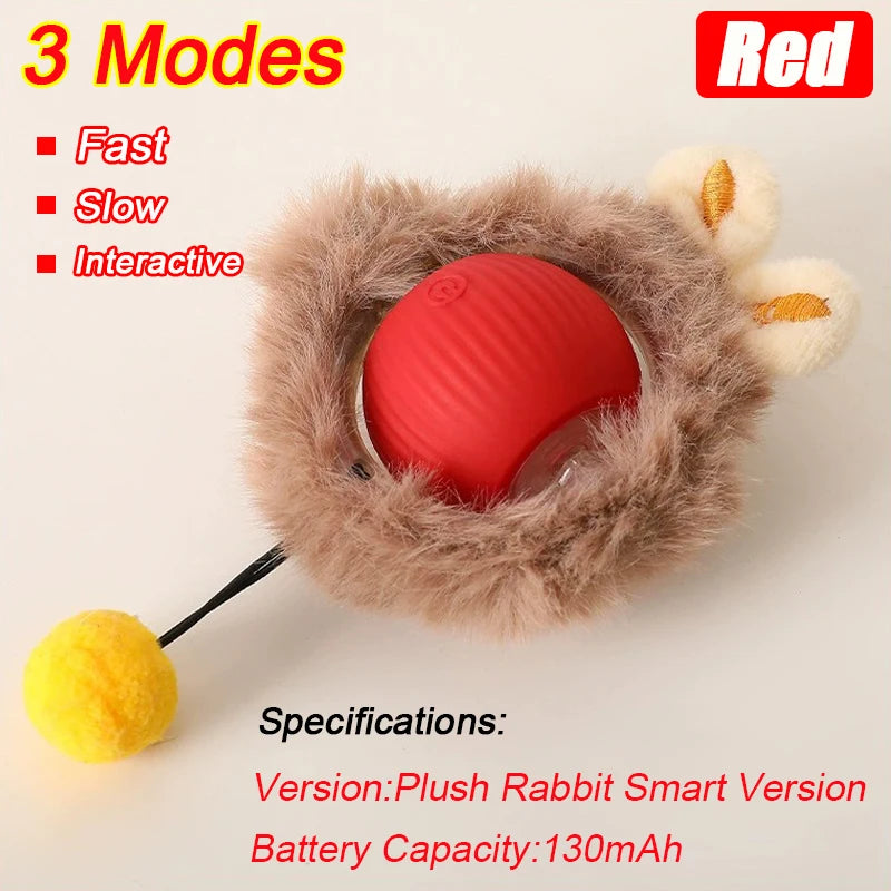 Interactive Automatic Rolling Ball Toy for Cats and Dogs, Rechargeable Smart Pet Toy with Faux Tail