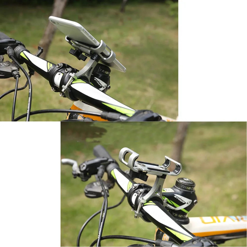 Aluminum Alloy 360° Rotating Anti-Slip Bike & Motorcycle Phone Holder – GPS Clip for iPhone, Xiaomi (Fits 3.5–6.5 in / 8.9–16.5 cm)