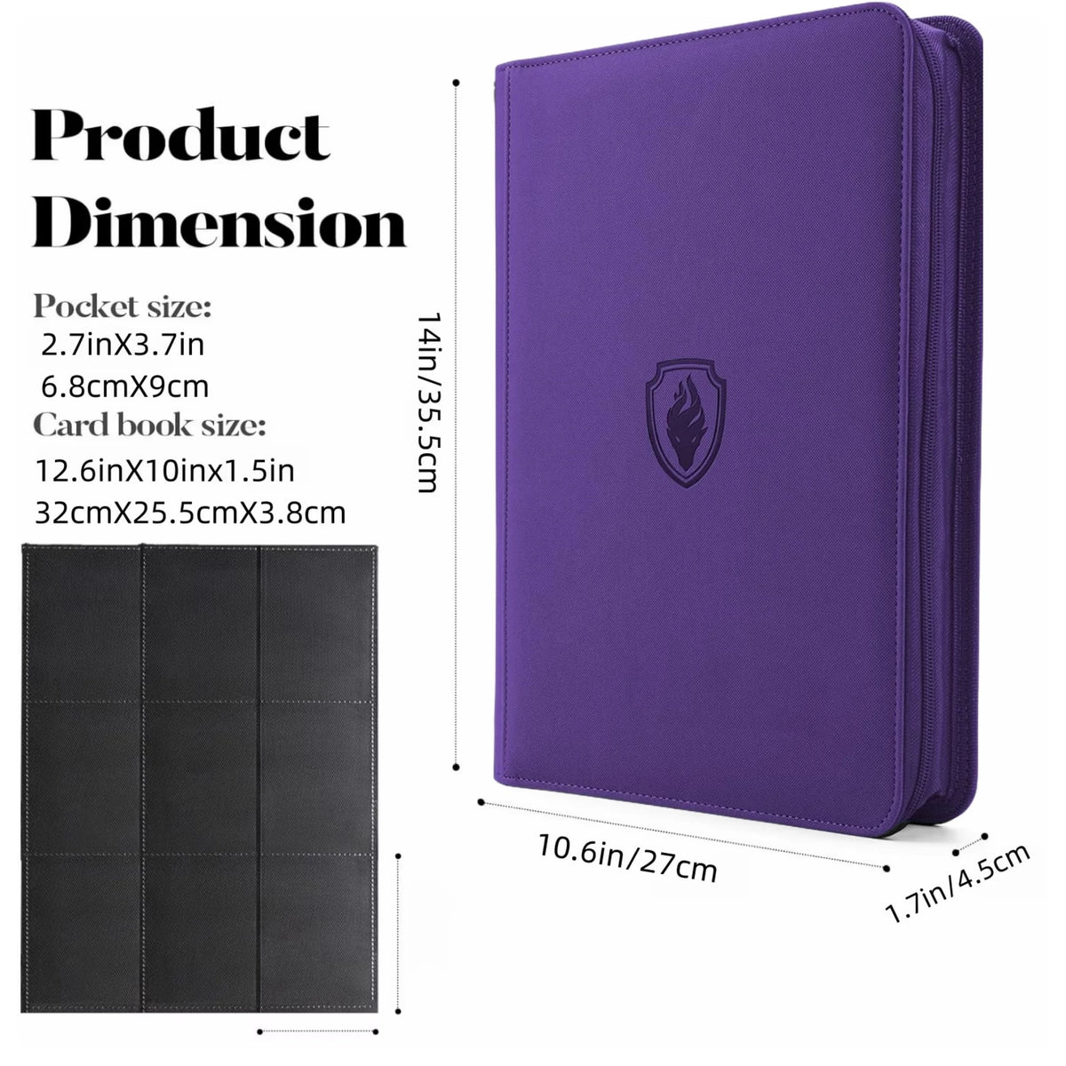 9-Pocket Zipper Card Binder 360-Card Trading Card Holder Book with Premium PU Zip Cover Side-Loading Sleeves