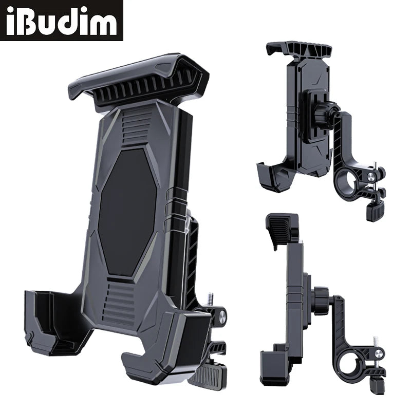 Universal Bike & Motorcycle Phone Holder — Handlebar Mount for 4.7–7.2 in (12–18.3 cm) Smartphones, Fits 13–30 mm (0.51–1.18 in) Handlebars, 360° Rotation