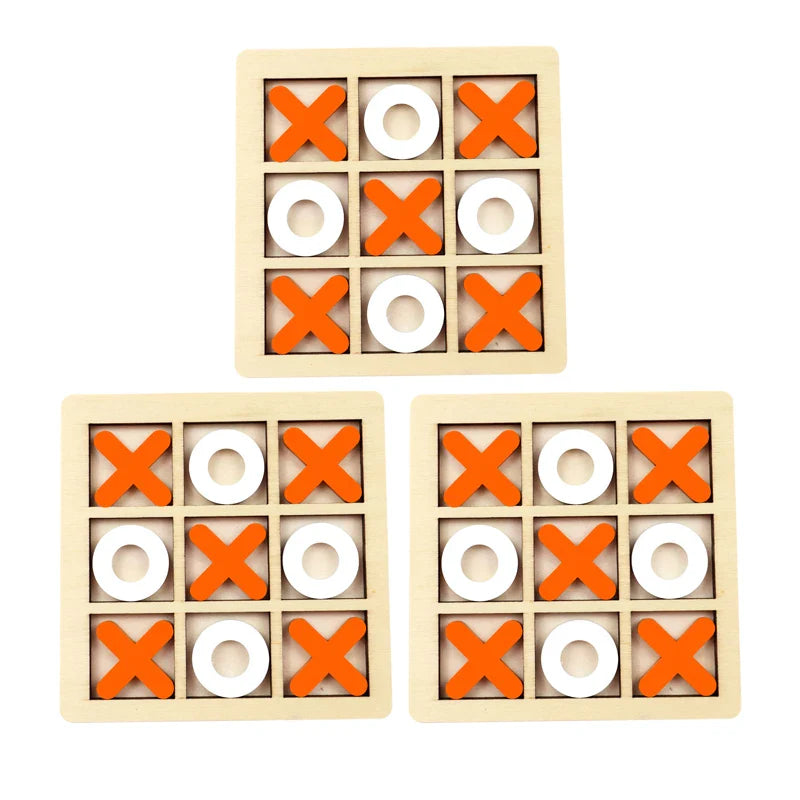 Montessori Wooden Tic-Tac-Toe (XO) Puzzle Board 9.8×9.8 cm (3.9×3.9 in) – Educational Brain Training Toy for Kids