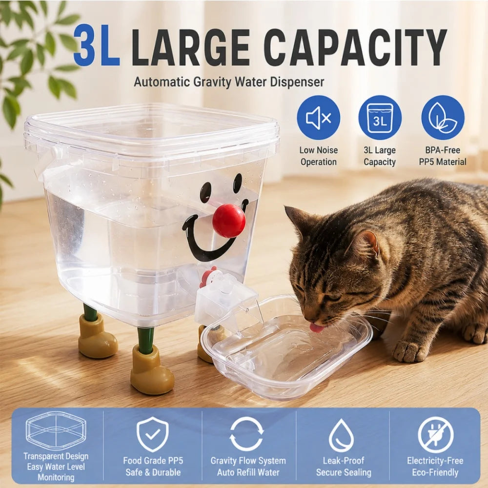 Automatic Gravity-Fed Pet Water Fountain 3L for Dogs & Cats view 6