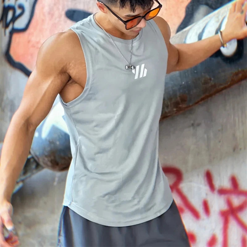 Men's Mesh Gym Tank Top – Breathable Sleeveless Running & Fitness Workout Vest