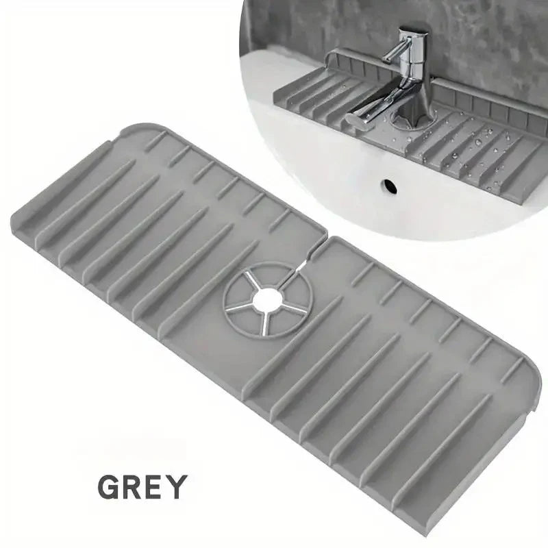 Silicone Sink Mat Sponge Holder – Wall-Mounted Dish Soap & Drain Pad Splash Guard Drying Mat 37 x 14 x 1.5 cm (14.6 x 5.5 x 0.6 in)