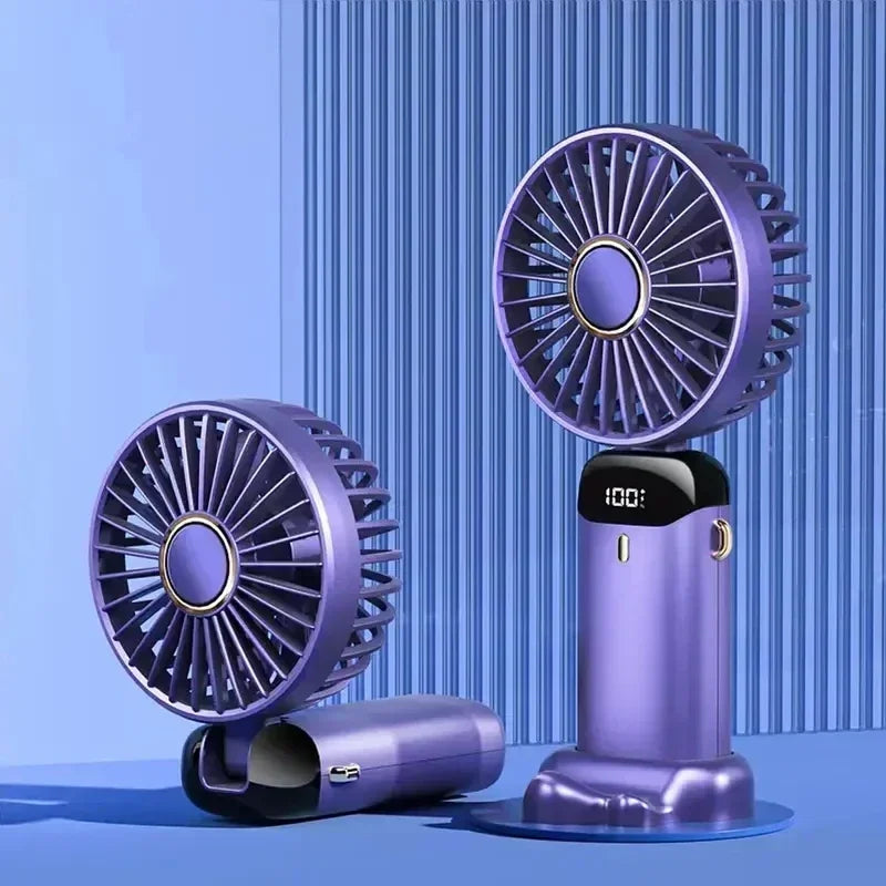 Portable USB Rechargeable Handheld Fan with LED Display, 90° Adjustable 5-Speed Mini Aromatherapy Fan