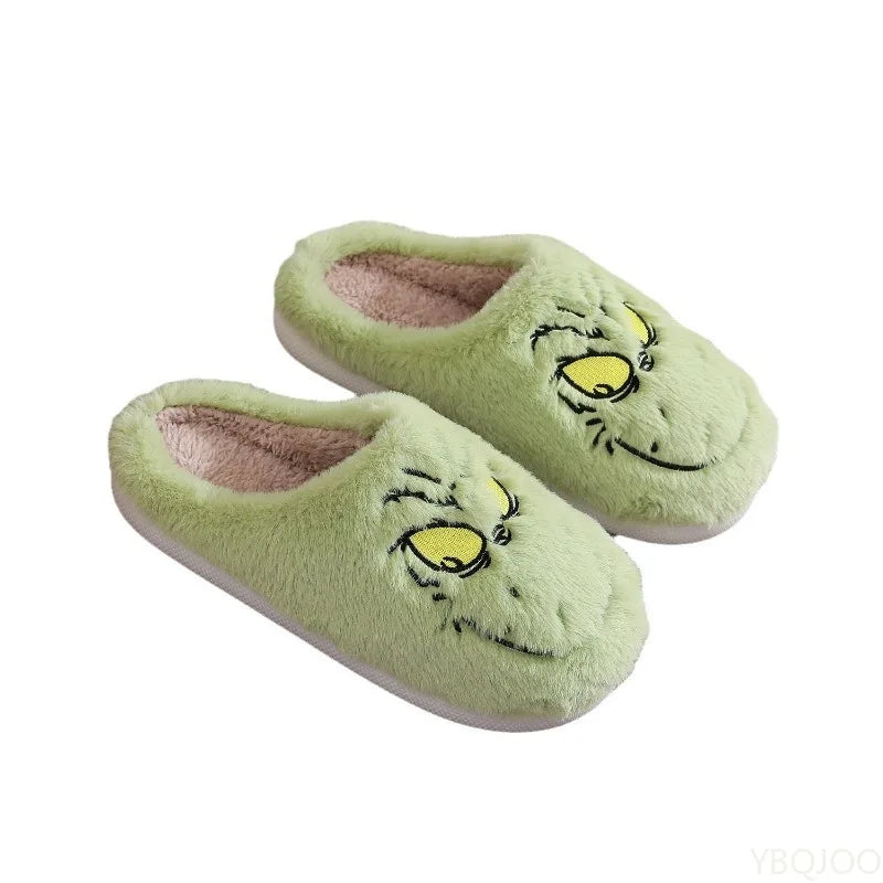 Plus Size Women's Plush Monster Furry Indoor Slippers - Warm Non-Slip Flat House Shoes