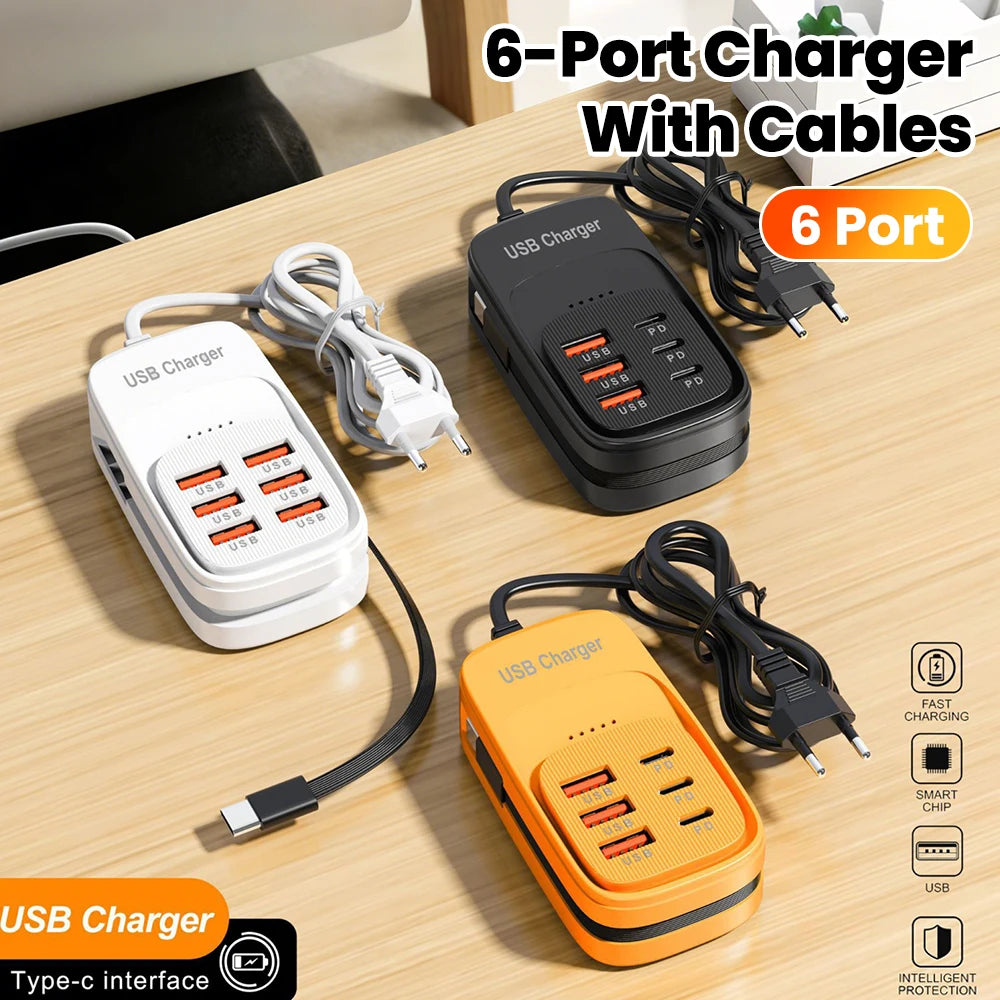 6-in-1 Fast USB Charging Station Power Strip