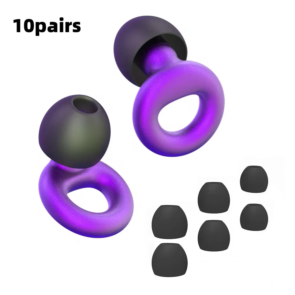 Silicone Earplugs 4 Pairs - Reusable Hypoallergenic Ear Plugs for Swimming & Sleep Noise Reduction (XS S M L)