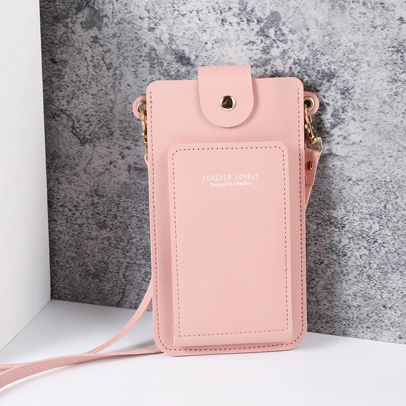 Solid Color Minimalist Shoulder Crossbody Phone Bag – Women's Card & Driver's License Wallet