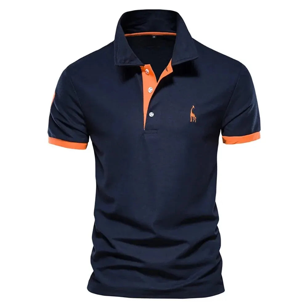 Men's Embroidered Giraffe Polo Shirt - Short Sleeve Cotton-Poly Casual Business Summer Polo
