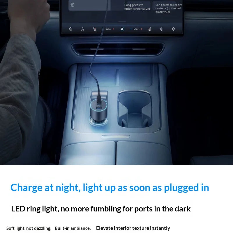 167.5W 3-Port Fast Car Charger — 2 USB-C PD + 1 USB-A QC3.0 High-Speed Car Adapter for Travel