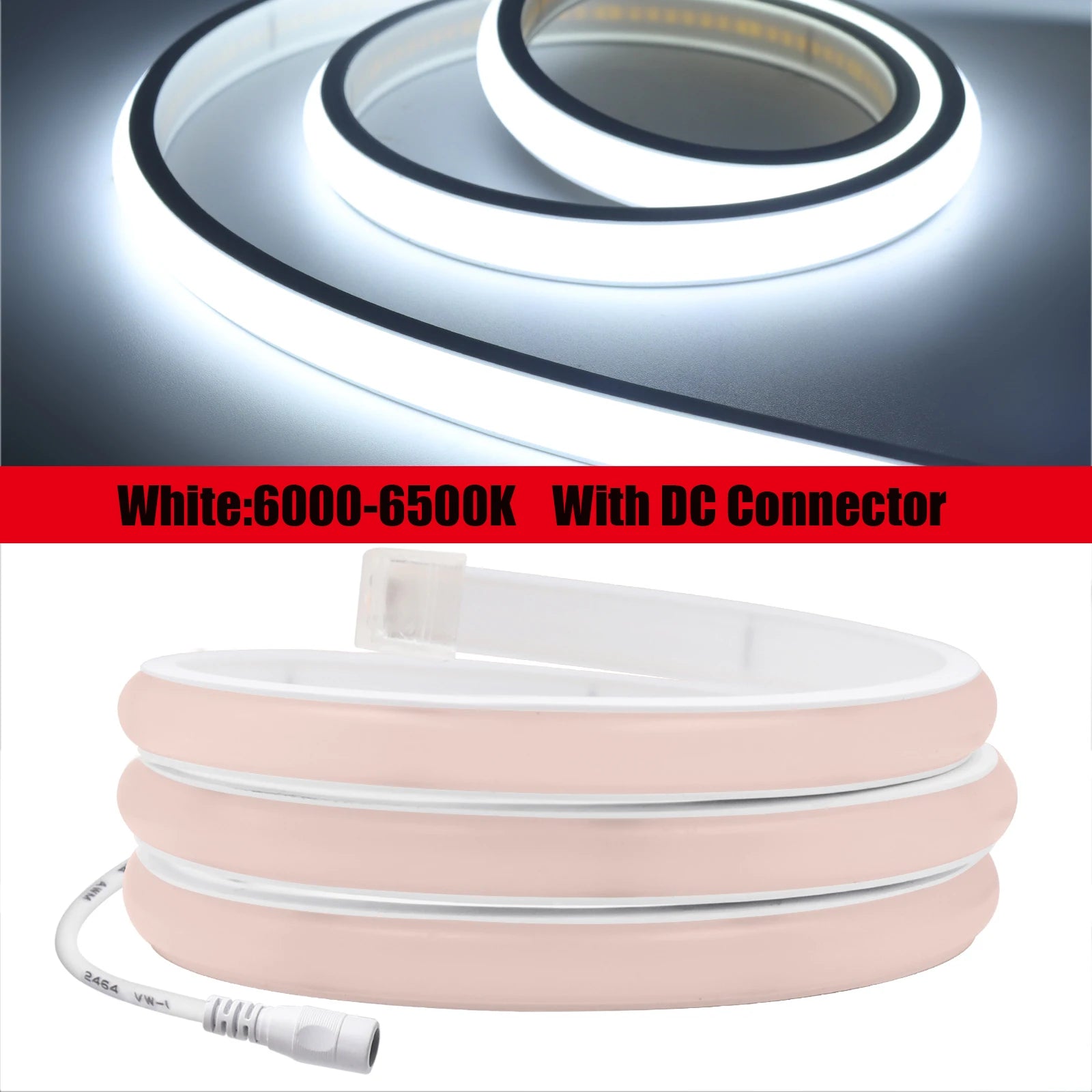 COB Neon LED Strip 12V/24V – 320 LEDs/m Waterproof Flexible Rope Light, 3000K/4000K/6000K, 0.5–20M (1.6–65.6 ft)