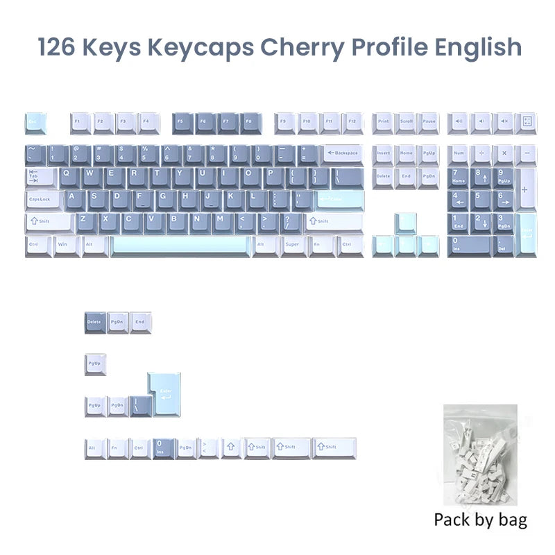 126-Key Double-Shot PBT Cherry Profile Keycap Set - MX Switch Compatible, Fits 61-108 Key Layouts
