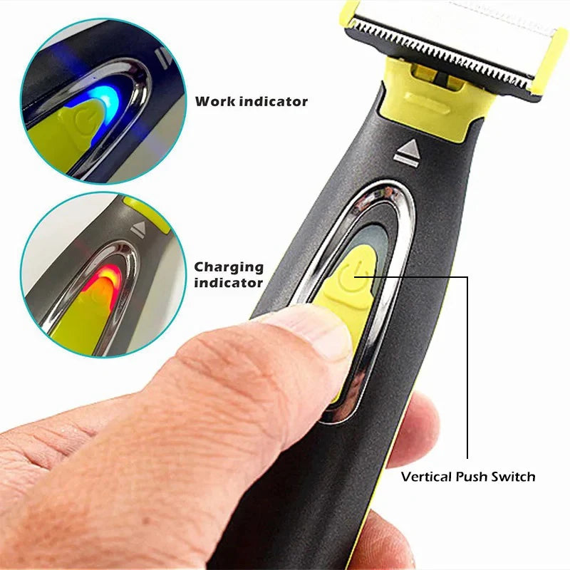 Portable USB Rechargeable Electric Shaver & Full-Body Trimmer T-Blade Wet/Dry Washable Razor for Beard Bikini Armpit