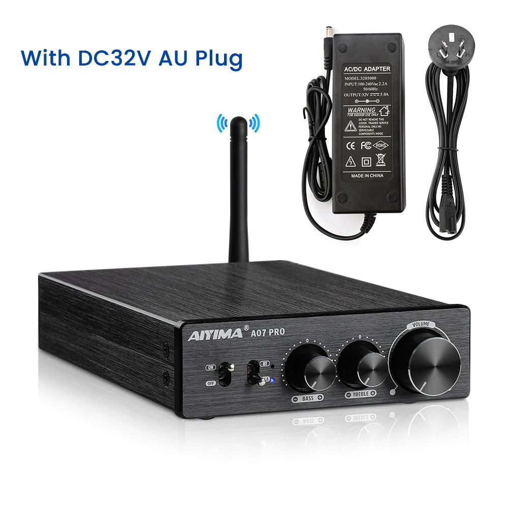 300W x2 Class D Hi‑Fi Stereo Power Amplifier with Bluetooth 5.2 AptX and RCA Inputs for Home Speakers