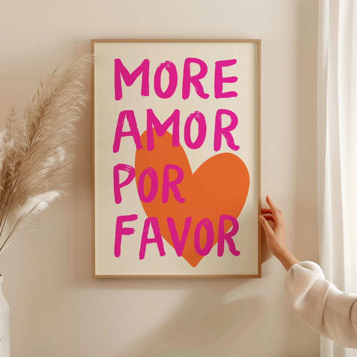 1pc Frameless Love Quote Canvas Wall Art - Pink & Blue Abstract Modern Home Decor