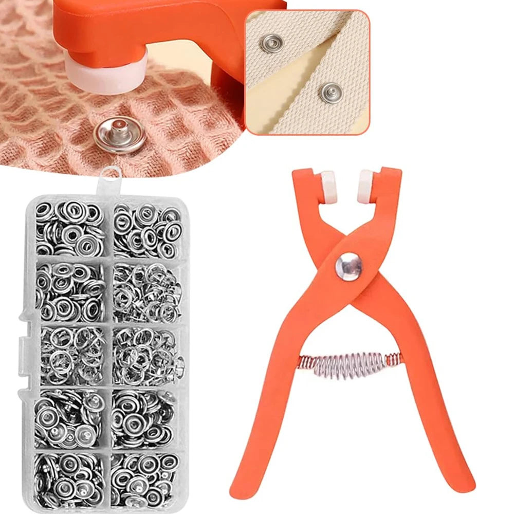 200-Piece Snap Button Pliers Kit for Coats and Sweaters, No Needle or Thread, Easy DIY Button Repair