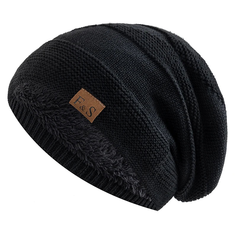 Unisex Fur-Lined Slouchy Winter Beanie – Warm Knit Hat for Men & Women