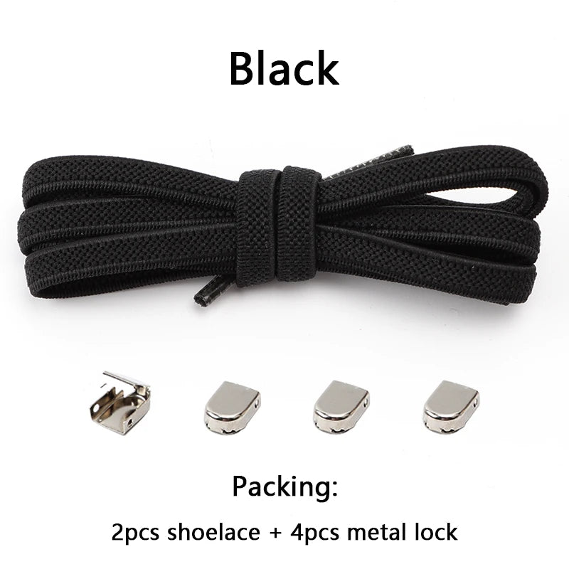 No-Tie Elastic Shoelaces with Metal Buckles – 1 Pair Quick Laces, One Size Fits All for Adults & Kids (105 cm / 41.3 in)