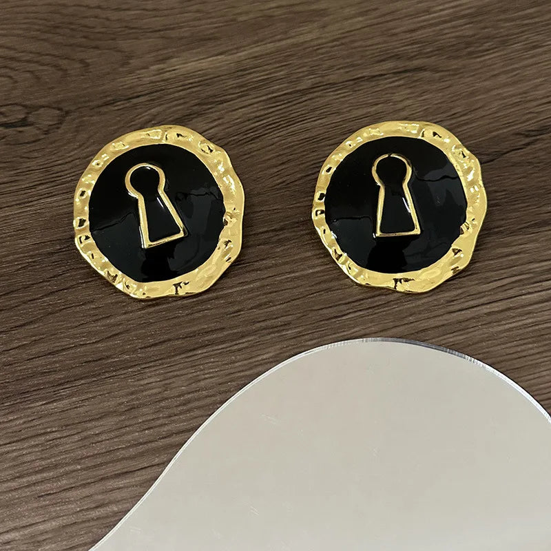 Vintage Round Dangle Statement Earrings for Women - Metal Alloy Drop Earrings