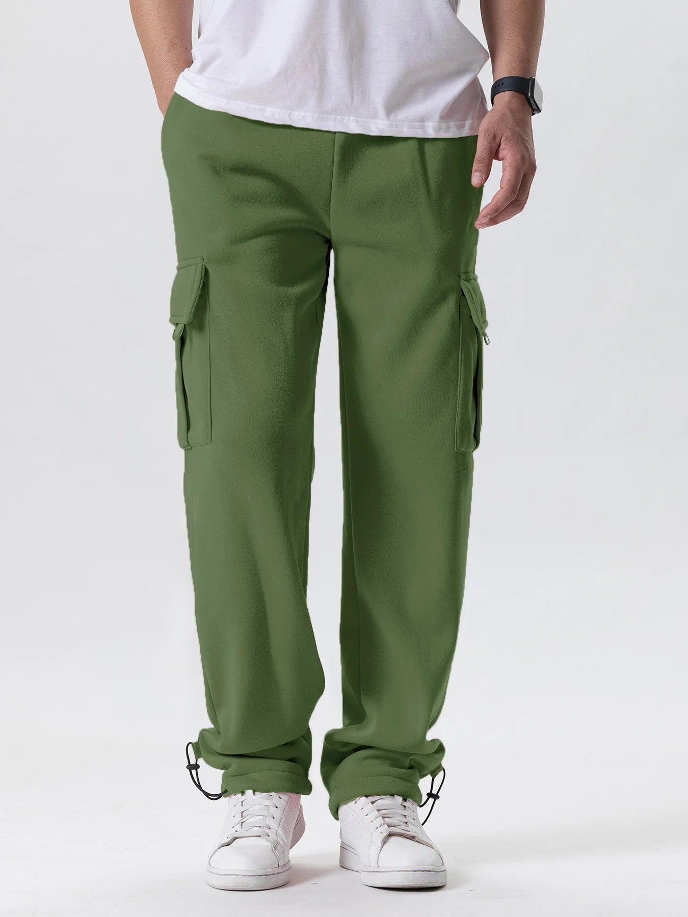 Men's Multi-Pocket Jogger Sweatpants – Drawstring Straight Fit Ankle-Length Running & Gym Pants, Loose Casual
