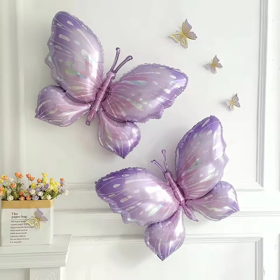 10-Pack Purple Butterfly & Number Foil Balloon Set 32-inch (81 cm) Party Decorations for Baby Shower, Birthday, Wedding, Christmas