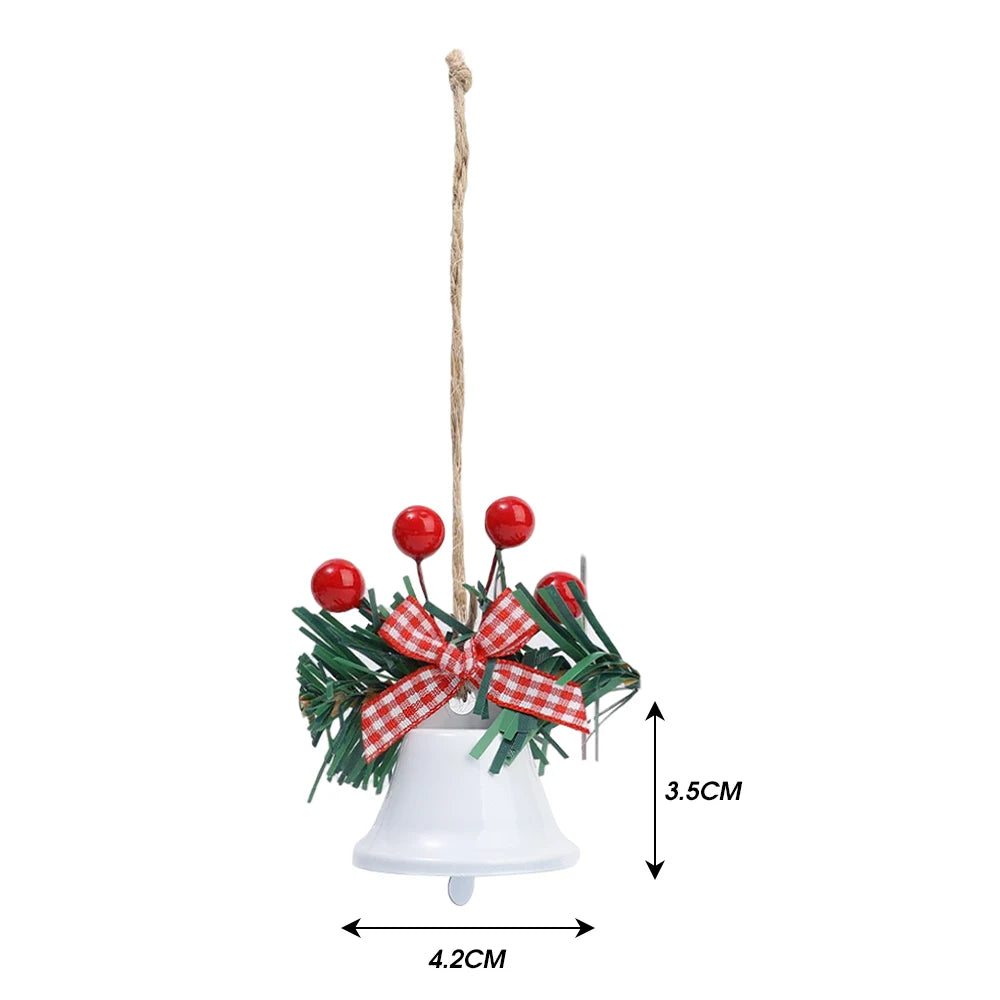 Metal Christmas Star Jingle Bell Ornaments with Red Berry Bow – Tree Decorations, Pack of 1/3/5/10/20