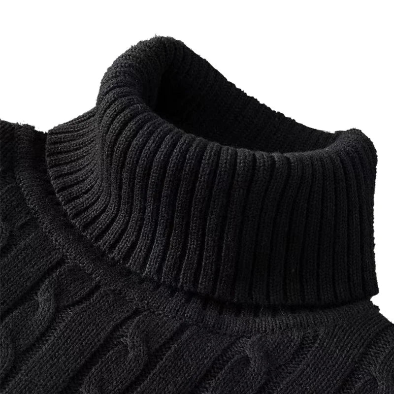 Men's High Neck Turtleneck Knit Sweater Pullover - Warm Argyle Casual Winter Top