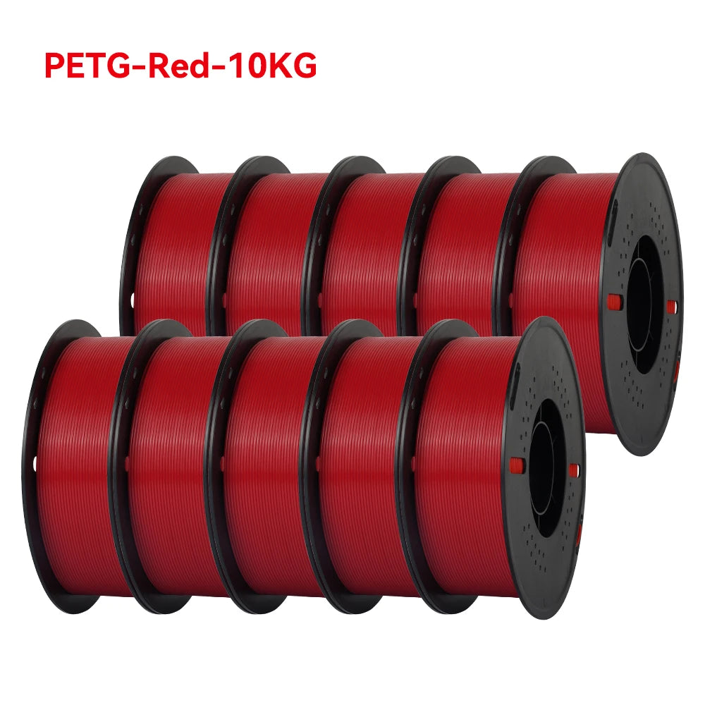 PLA and PETG 3D Printer Filament 10-Roll Pack — 1.75mm, 1kg (2.2 lb) Each — 10 kg (22 lb) Total, Assorted Colors, Eco-Friendly