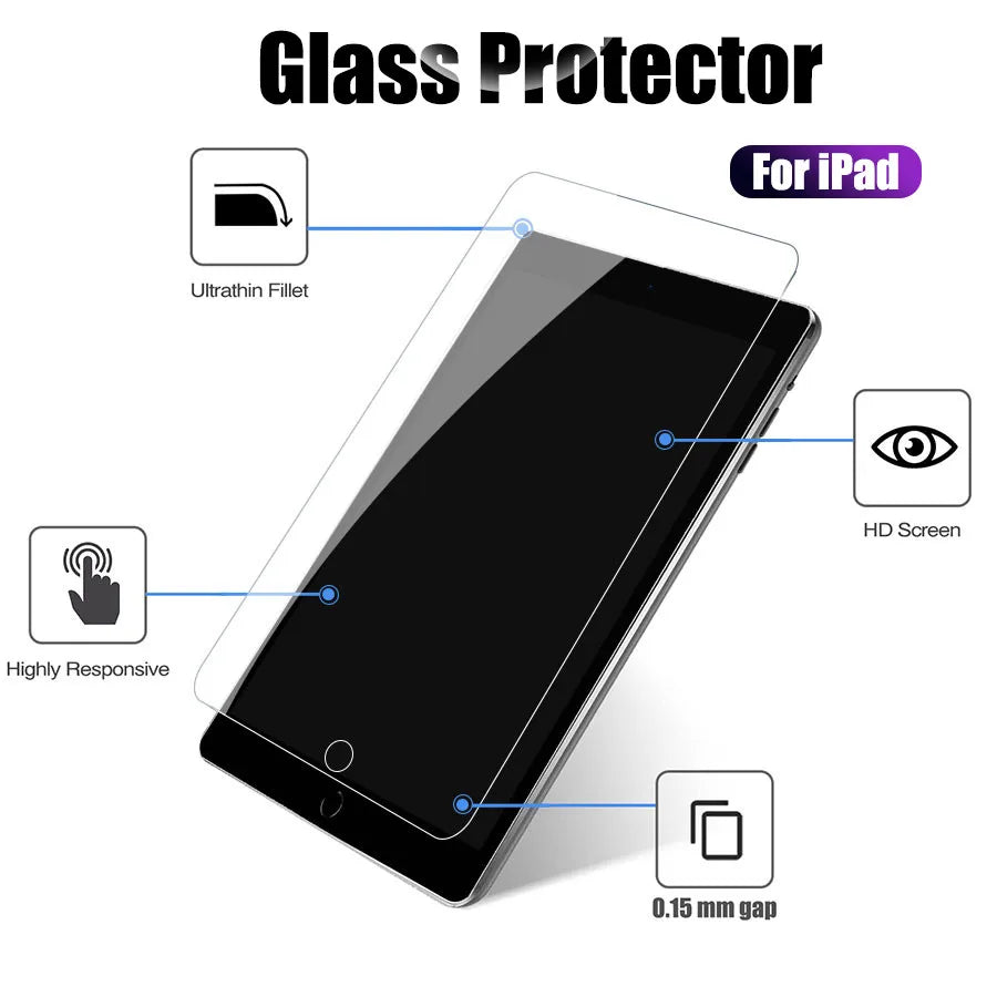 2-Pack Tempered Glass Screen Protector for iPad — Clear, Anti-Fingerprint, Case-Friendly — Fits 11-inch (27.9 cm), 10.5-inch (26.7 cm), 9.7-inch (24.6 cm), Air, Mini & Most iPad Models