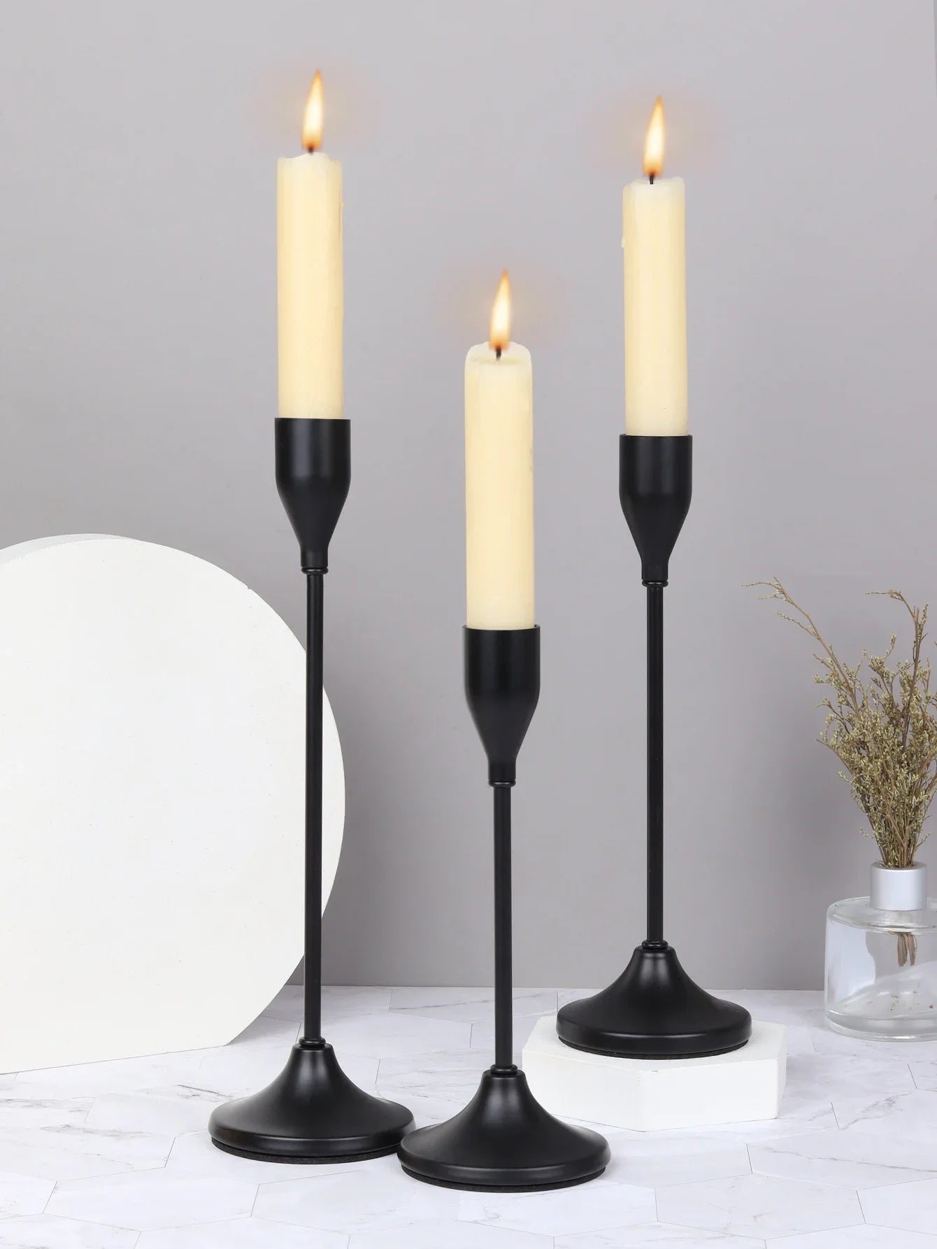 3-Piece European Style Metal Candle Holders Set for Wedding Table, Home & Christmas