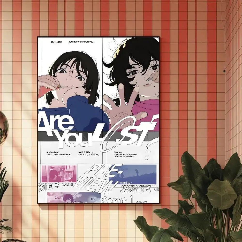 Anime Look Back Poster Removable Waterproof Sticky Wall Art Aesthetic Decor for Living Room Bedroom Bar