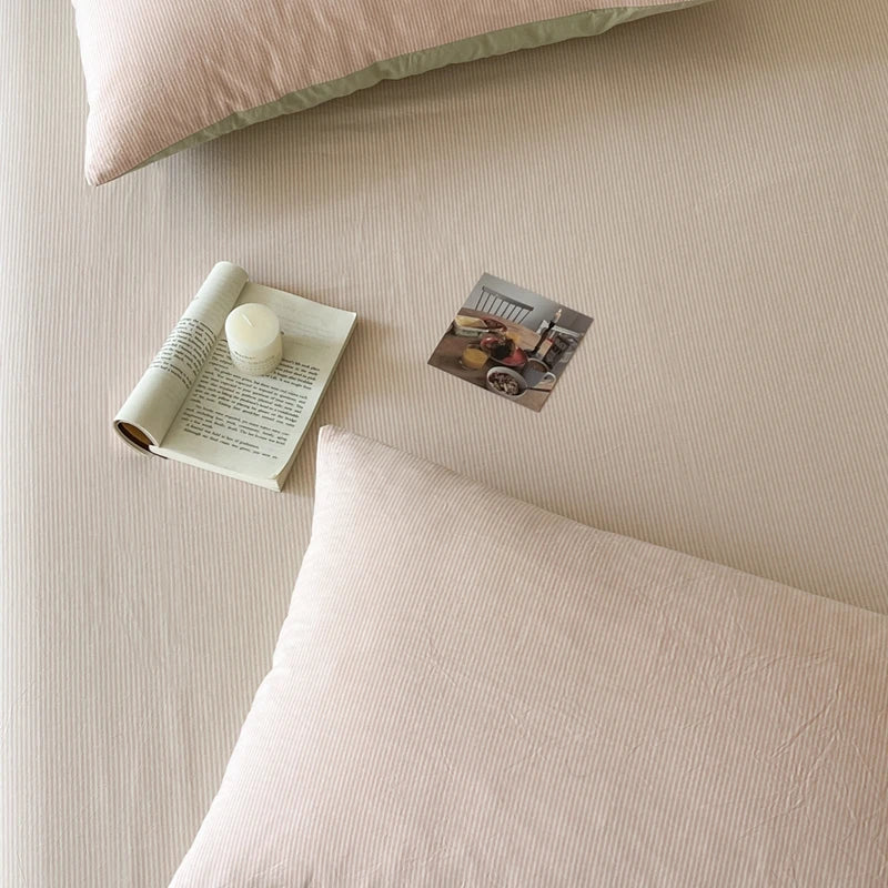 2-Pack 100% Cotton Pillowcases 48 x 74 cm (18.9 x 29.1 in) - Striped Pillow Covers, Skin-Friendly