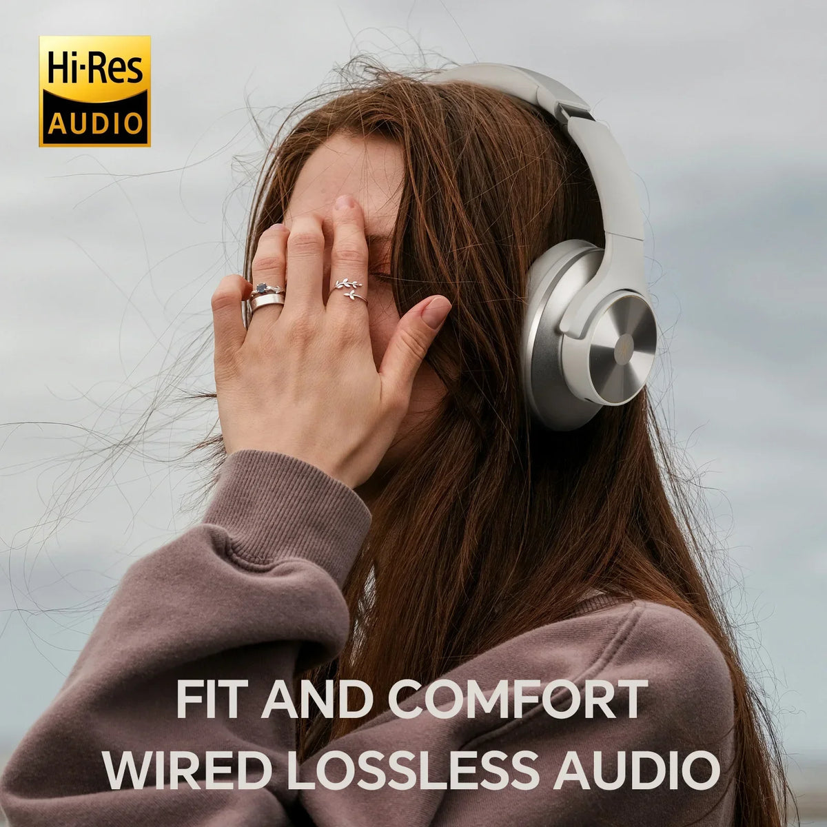 Hybrid Active Noise Cancelling Wireless Over-Ear Headphones, Hi-Res Audio, -35dB ANC, 50H Battery, USB-C