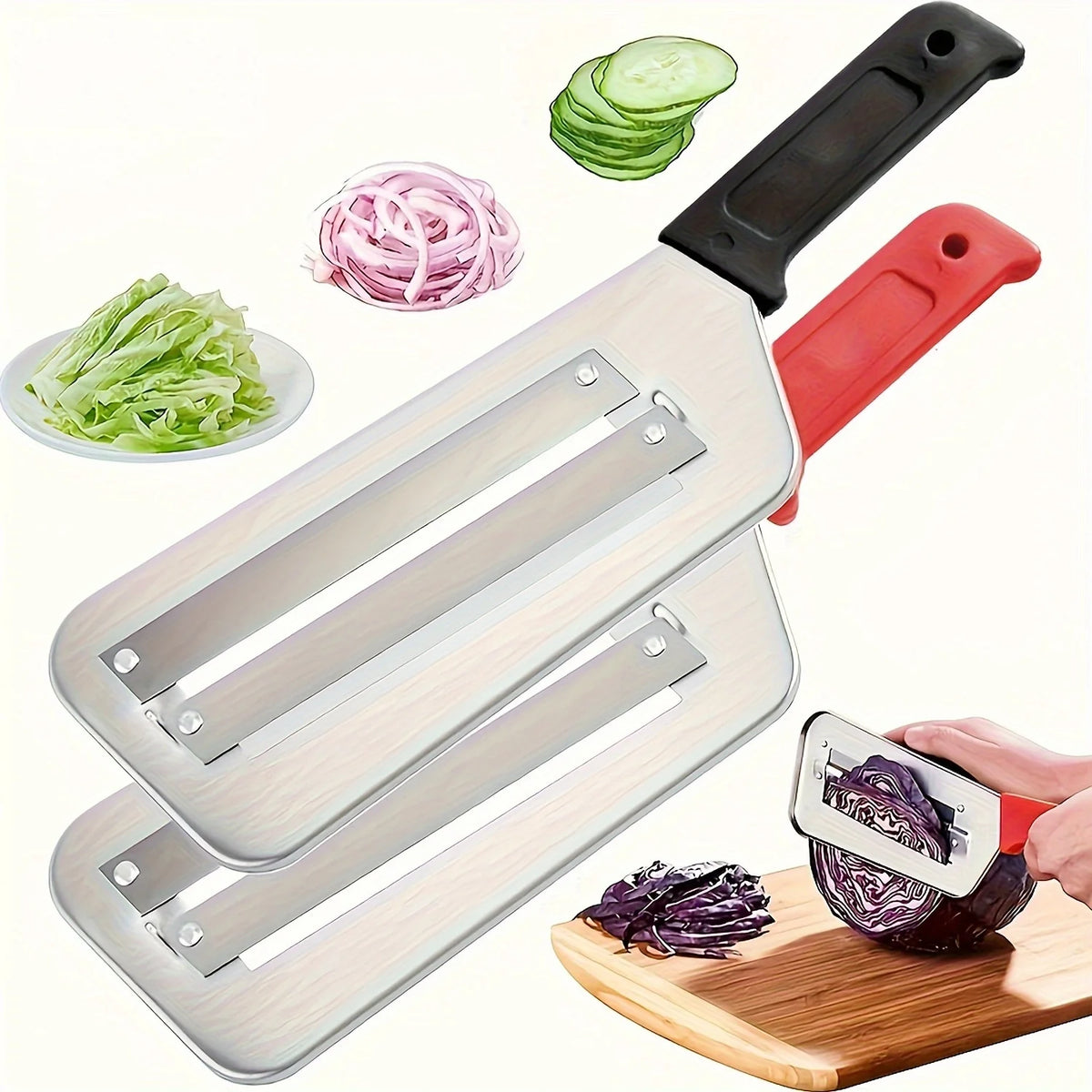 Stainless Steel Dual-Blade Handheld Vegetable Slicer