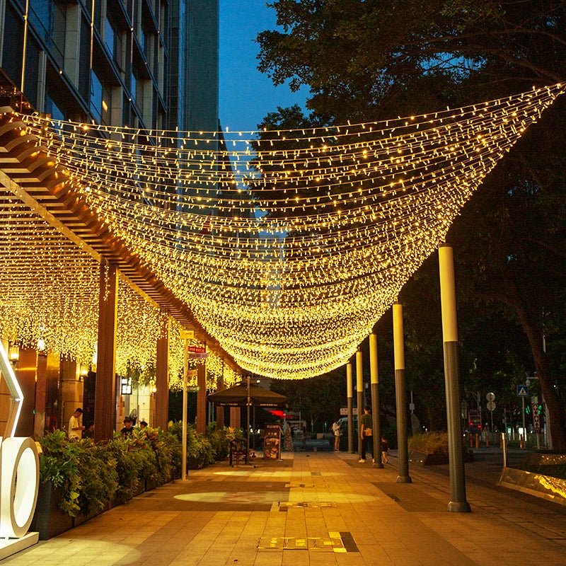 50M (164 ft) Warm White LED Fairy String Lights with EU Plug Waterproof Indoor Outdoor Christmas Party Garland