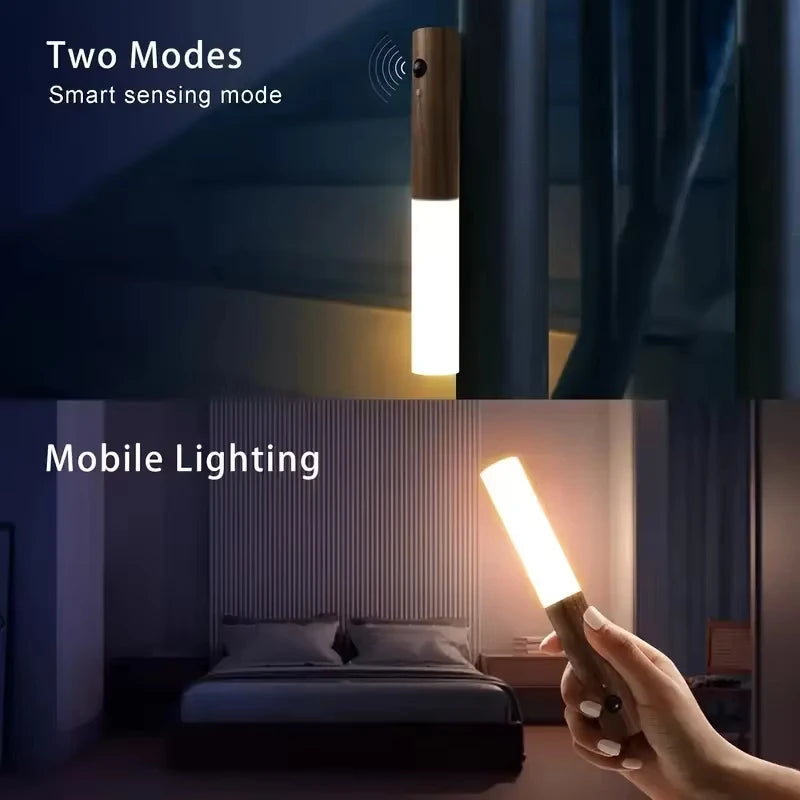 USB Rechargeable Magnetic LED Motion Sensor Night Light – Portable Wall Lamp for Hallway, Bedroom, Stairs, Closet & Cabinet