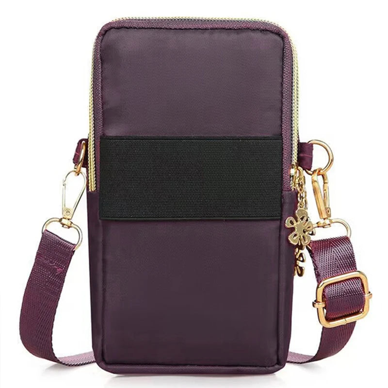 Women's Mini Crossbody Bag – Vertical Wrist Wallet & Phone Pouch, Nylon Zipper Purse