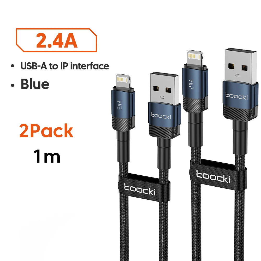 USB-A to Lightning Fast Charging Cable for iPhone & iPad — 2.4A Aluminum Alloy Data Sync Cord