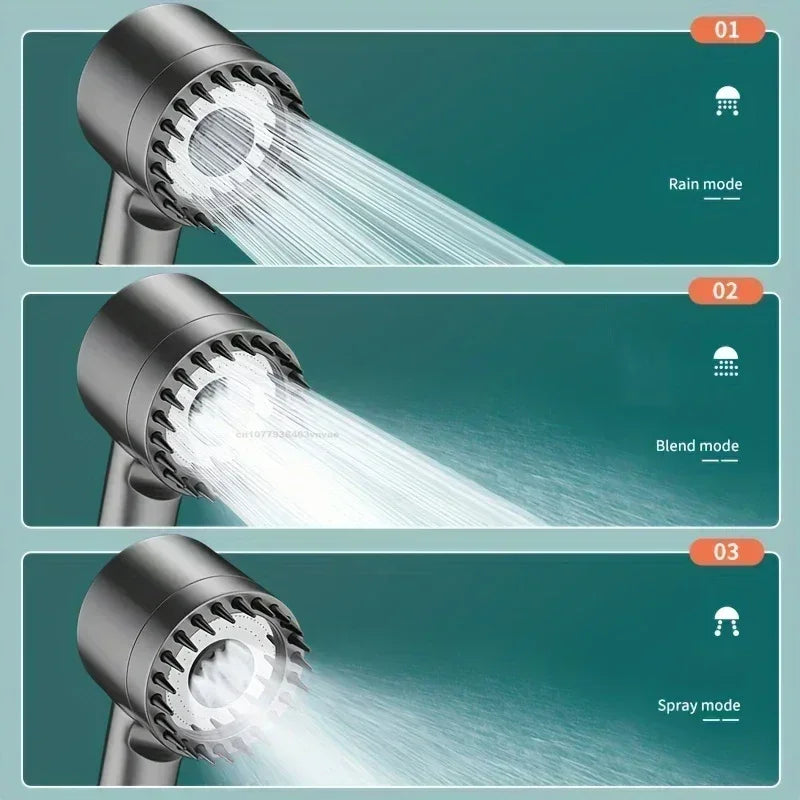 High Pressure Filtered Handheld Shower Head with One-Touch Stop and Massage - Water-Saving Shower Accessory