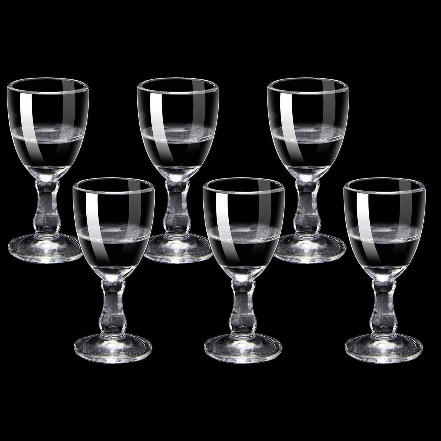 6-Pack Mini Stemmed Shot Glasses Assorted 10/15/25 ml (0.34/0.51/0.85 oz) Clear Mini Wine Cups for Liquor, Sake & Parties
