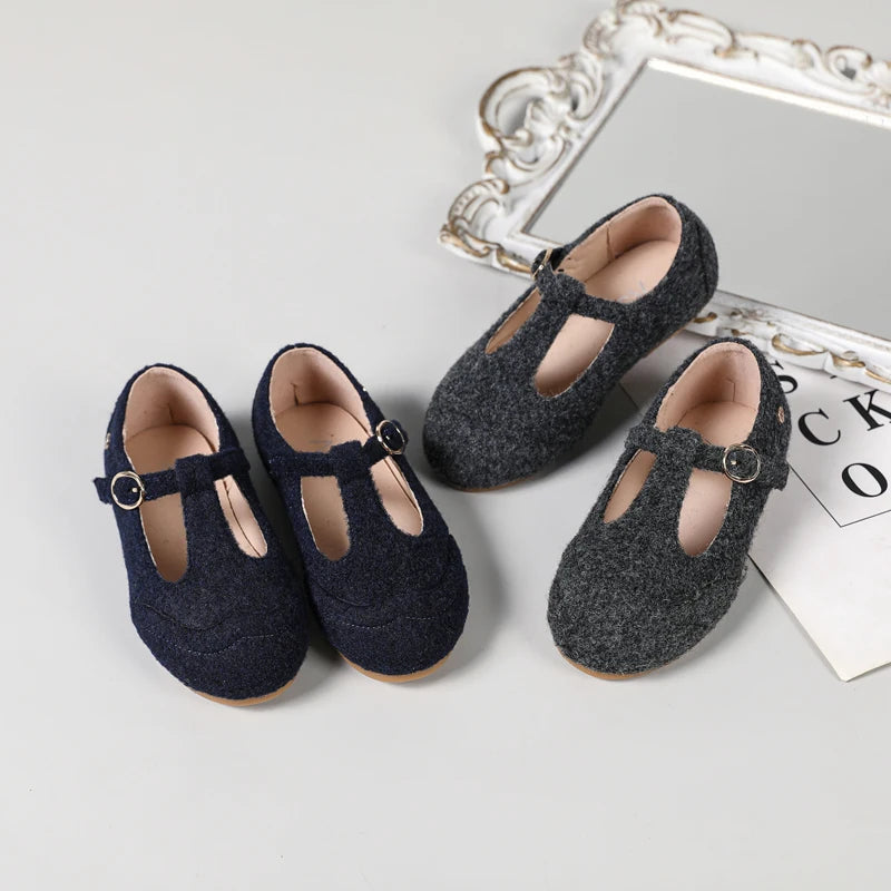 Kids Gray Slip-On Mary Jane Flats – Toddler & Children Oxford Platform Party Shoes (Size 21–37 • 13–22.5 cm / 5.12–8.86 in)