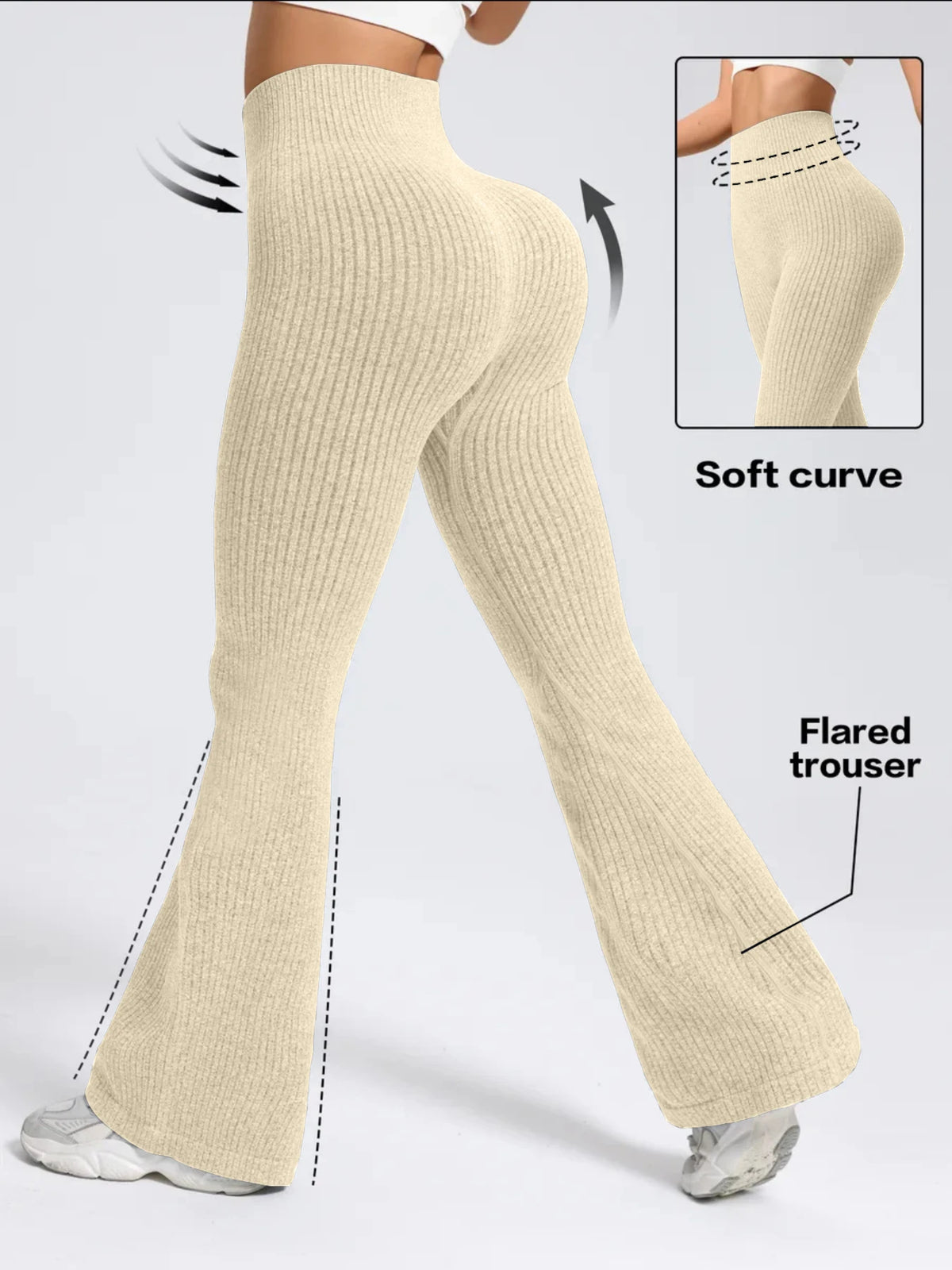 Women's High-Waist Flared Bell-Bottom Yoga Pants Seamless Elastic Waistband for Workout & Everyday Wear